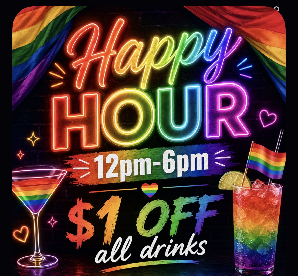 happy hour everyday $1 off